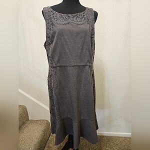 Elle Gray Lace Trim Dress